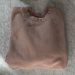 Aritzia Cozy Fleece Boyfriend Beige Crew Sweater XS